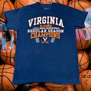 UVA Mens M Virginia Cavaliers Blue 84 Shirt Basketball ACC Regular Season Champs